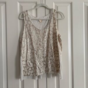 Sparkly and festive anthro top with pleated back 🌟🥂